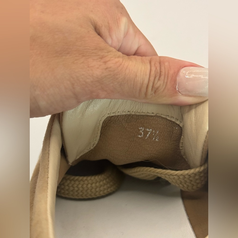Max Mara IT‎ 37.5 Tan Suede Lace-Up Sneakers | Neutral Luxury Casual May Fit 8.5 - Picture 10 of 11